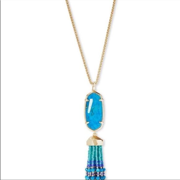 Kendra Scott Eva Gold Necklace Aqua Howlite - Picture 7 of 7